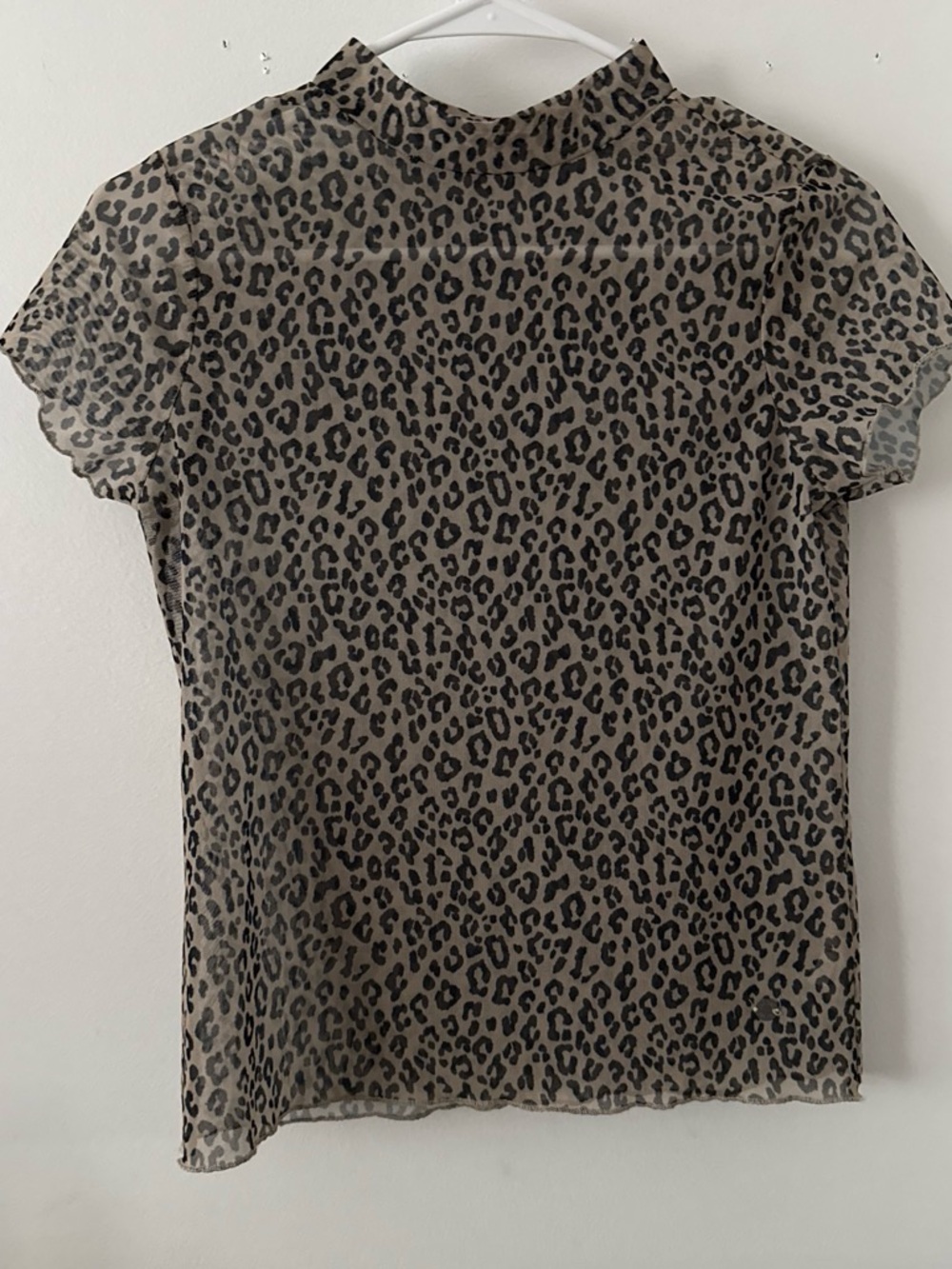 Justice Girls Leopard Print Mock Neck Top - Taupe & Black